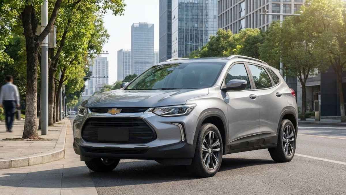 Chevrolet Tracker prata estacionado em uma rua urbana moderna durante o dia, imagem ilustrativa sobre o seguro do chevrolet tracker.