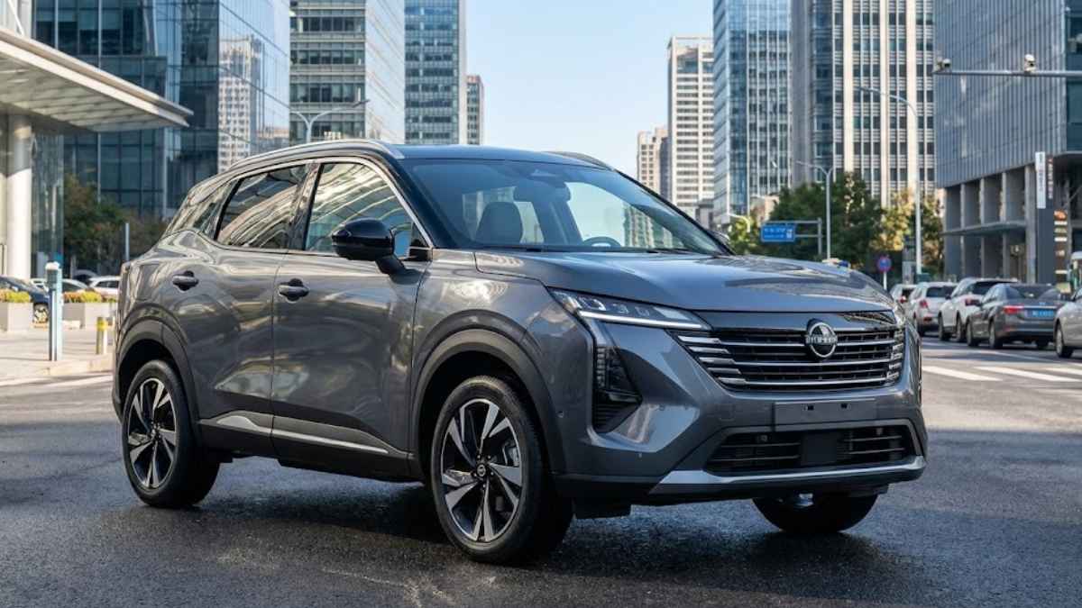 Nissan Kicks 2026 cinza escuro em ambiente urbano durante o dia, ilustrando a cotação de seguro do kicks.