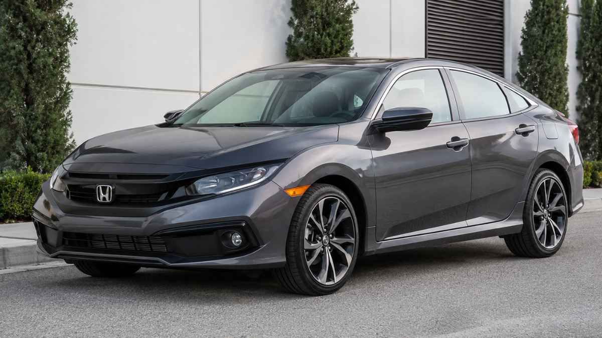 Seguro do Honda Civic: sedã Honda Civic estacionado em área urbana, sem motorista, em cenário limpo e realista.
